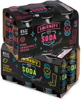 Smirnoff+Soda+Pink+Grapefruit+Crush+6%25+or+Smirnoff+Soda+Yuzu+Citrus+Burst+6%25+6+x+330ml+Cans