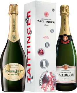 Perrier-Jou%26euml%3Bt+Grand+Brut+or+Taittinger+Brut+Reserve+NV+Champagne+Gift+Box+750ml