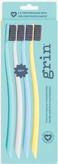 Grin+4+X+Toothbrushes+with+100%25+Recycled+Plastic+-+Soft