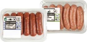 Woolworths-Fresh-Chicken-Garlic-Herb-Lamb-Herb-Garlic-or-Spicy-Chorizo-Pork-Beef-Sausages-6-Pack on sale