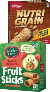 Kellogg%26rsquo%3Bs+Nutri-Grain%2C+LCM+5+Pack%2C+Mother+Earth+Fruit+Sticks+152g+or+Tasti+Oat+Baked+Squares+150g