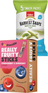 Goodness+Me+Fruit+Snack+120g+or+Harvest+Snaps+Peas+Multipack+5+Pack