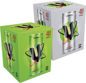 V+Energy+Drink+250ml+Cans+4+Pack