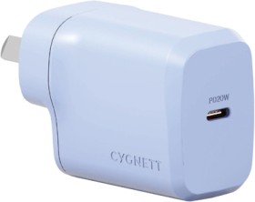 Cygnett-Charge-and-Connect-20W-USB-C-PD-Wall-Charger-Blue on sale