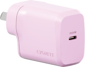 Cygnett+Charge+and+Connect+20W+USB-C+PD+Wall+Charger+-+Pink