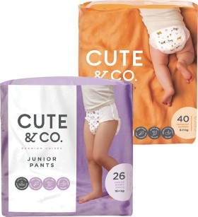 Cute+%26amp%3B+Co.+Nappies+28-48+Pack+or+Nappy+Pants+26-30+Pack