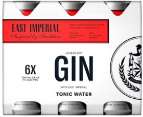 NEW-East-Imperial-London-Dry-Gin-Tonic-Range-7-6-x-250ml-Cans on sale