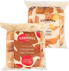 Woolworths+Yarrows+Cinnamon+Jam+Donut+or+Creme+Brulee+Hot+Cross+Bun+4+Pack