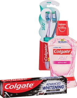 Colgate+Advanced+Whitening+180%2F200g%2C+Sensitive%2A+110g%2C+Plax+Gentle+500ml+or+360+2+Pack