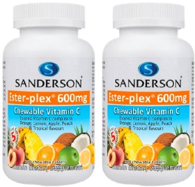 Sanderson+Ester-Plex+Vitamin+C+600mg+5+Fruit+Flavours+220+Chewable+Tablets