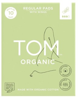 TOM+Organic+Ultra+Thin+Regular+Organic+Cotton+Pads+with+Wings+10+Pack