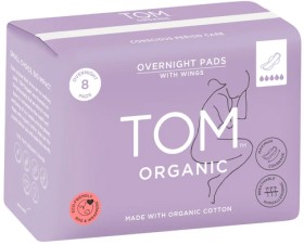 TOM+Organic+Overnight+Pads+with+Organic+Cotton+8+Pack