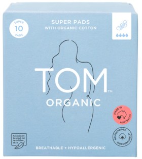 TOM+Organic+Ultra+Thin+Super+Pads+with+Wings+10+Pack