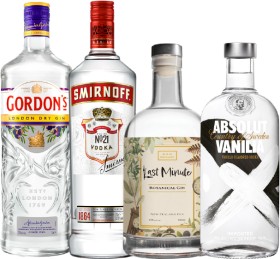 Gordon%26rsquo%3Bs+London+Dry+Gin+1L%2C+Smirnoff+Vodka+1L%2C+Last+Minute+Gin+Range+700ml+or+Absolut+Vodka+Flavoured+Range+700ml