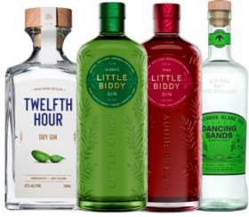 Twelfth+Hour+Dry+Gin%2C+Little+Biddy+Classic+New+Zealand+Gin%2C+Little+Biddy+Pink%2C+Amber%2C+Spiced+Apple+or+Swanndri+Gin+or+Dancing+Sands+Gin+Range+700ml