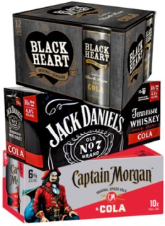 Black+Heart+%26amp%3B+Cola+7%25+12+x+250ml+Cans%2C+Jack+Daniel%26%23039%3Bs+%26amp%3B+Cola+4.8%25+or+Captain+Morgan+Spiced+%26amp%3B+Cola+6%25+10+x+330ml+Cans