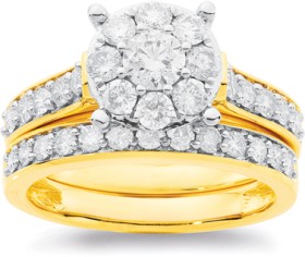 18ct+Gold+Diamond+Bridal+Ring+Set