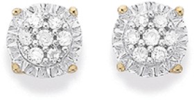 9ct%2C+Diamond+Cluster+Stud+Earrings