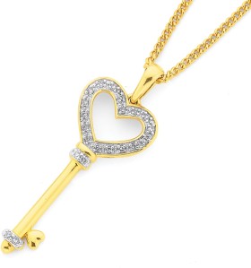 9ct%2C+Diamond+Heart+Key+Pendant