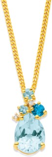 9ct+Blue+Topaz+%26amp%3B+Diamond+Pendant