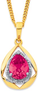 9ct+Created+Ruby+%26amp%3B+Diamond+Pear+Pendant