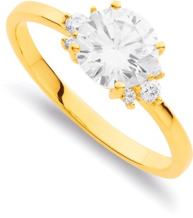 9ct+Cubic+Zirconia+Ring+with+Cubic+Zirconia+Sides