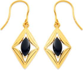 9ct+Black+Agate+Earrings