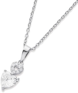 Sterling+Silver+Cubic+Zirconia+Hearts+Pendant