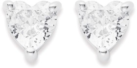 Sterling+Silver+Cubic+Zirconia+Heart+Studs