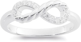 Sterling+Silver+Cubic+Zirconia+Infinity+Ring