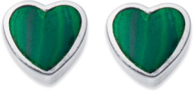 Sterling+Silver+Malachite+Heart+Studs