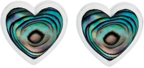 Sterling+Silver+Heart+Paua+Shell+Stud+Earrings