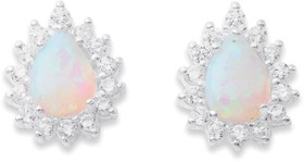 Sterling+Silver+Created+Opal+%26amp%3B+Cubic+Zirconia+Studs