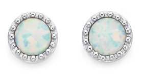 Sterling+Silver+Created+Opal+%26amp%3B+Cubic+Zirconia+Studs