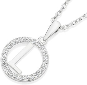 Sterling+Silver+Initial+L+in+Cubic+Zirconia+Round+Pendant