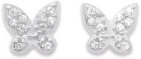 Sterling+Silver+Cubic+Zirconia+Butterfly+Studs