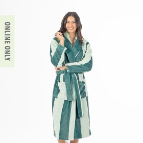 Amparo+Miya+Stripe+Bathrobe+Sage