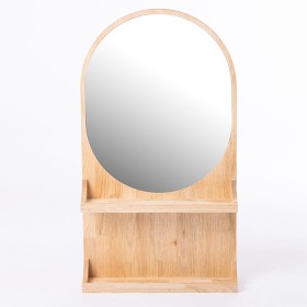 Abi+Wooden+Mirror+with+Shelf+90cmH