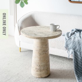 Cement+Round+Side+Table