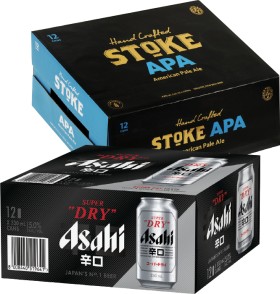 Asahi+Super+Dry+or+Stoke+Craft+Beer+Cans+12+Pack