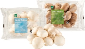 Woolworths-White-Button-or-Swiss-Brown-Mushrooms-400g on sale