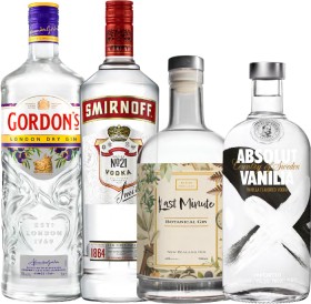 Gordons-London-Dry-Gin-1L-Smirnoff-Vodka-1L-Last-Minute-Gin-Range-700mL-or-Absolut-Vodka-Flavoured-Range on sale