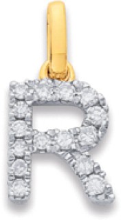 9ct-Diamond-Initial-R-Block-Pendant on sale