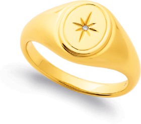 9ct-Diamond-Star-Oval-Signet-Ring on sale