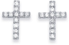 9ct-Diamond-Cross-Stud-Earrings on sale
