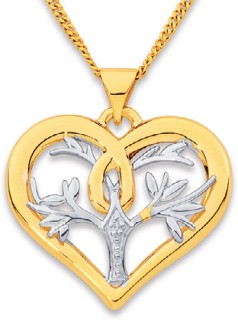 9ct-Two-Tone-Diamond-Set-Tree-of-Life-Pendant on sale
