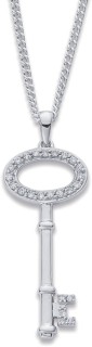 9ct-White-Gold-Diamond-Key-Pendant on sale