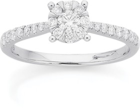 9ct-White-Gold-Diamond-Cluster-Ring on sale