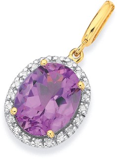 9ct-Amethyst-Diamond-Pendant on sale