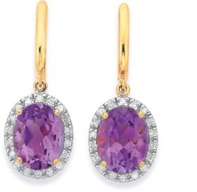 9ct-Amethyst-Diamond-Earrings on sale